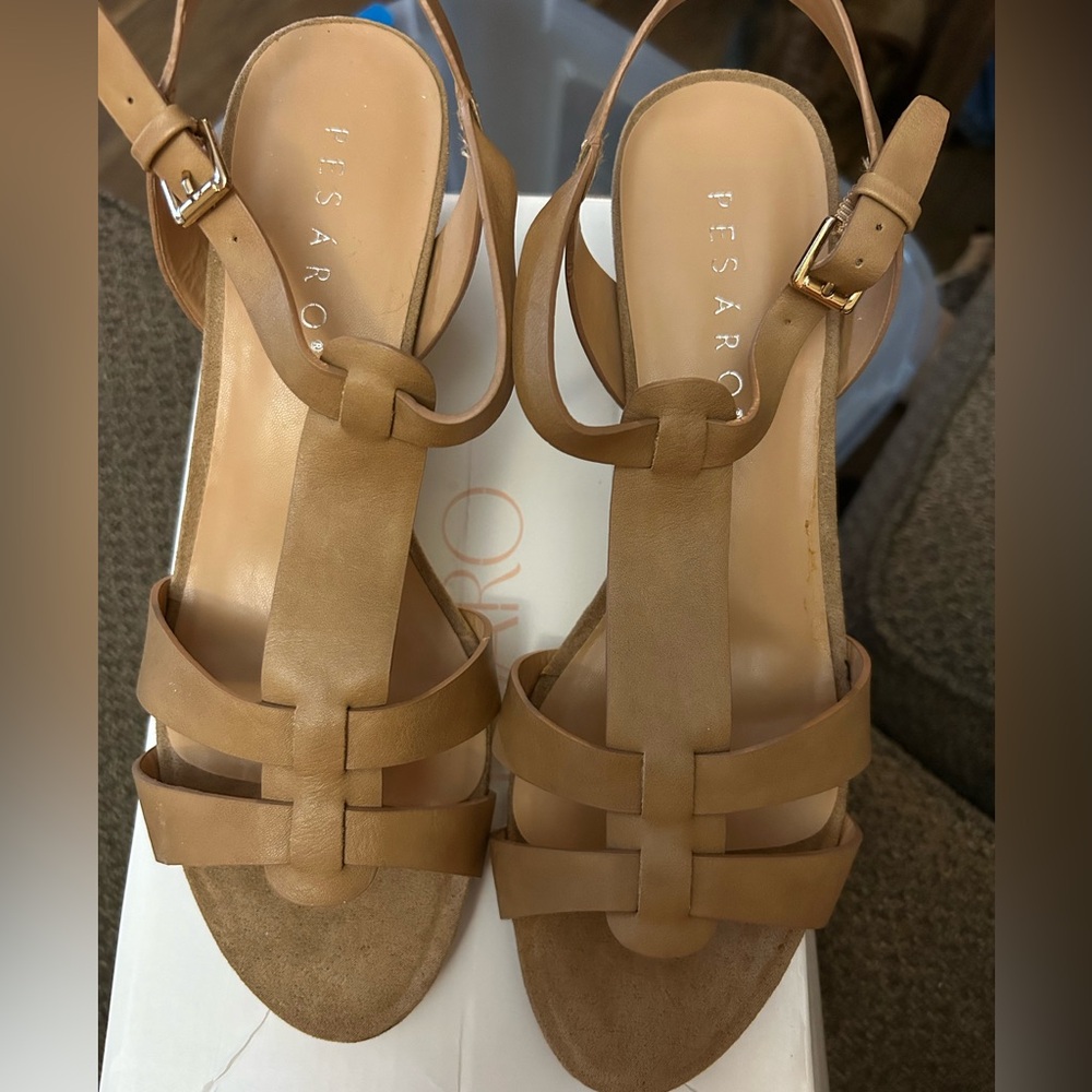 Pasaro Wedge Brown Shoe NWT